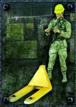 US soldier with Pallet Jack