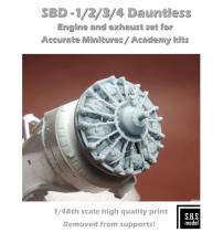 SBD-1/2/3/4 Dauntless engine & exhaust set for Academy/AM - 2.
